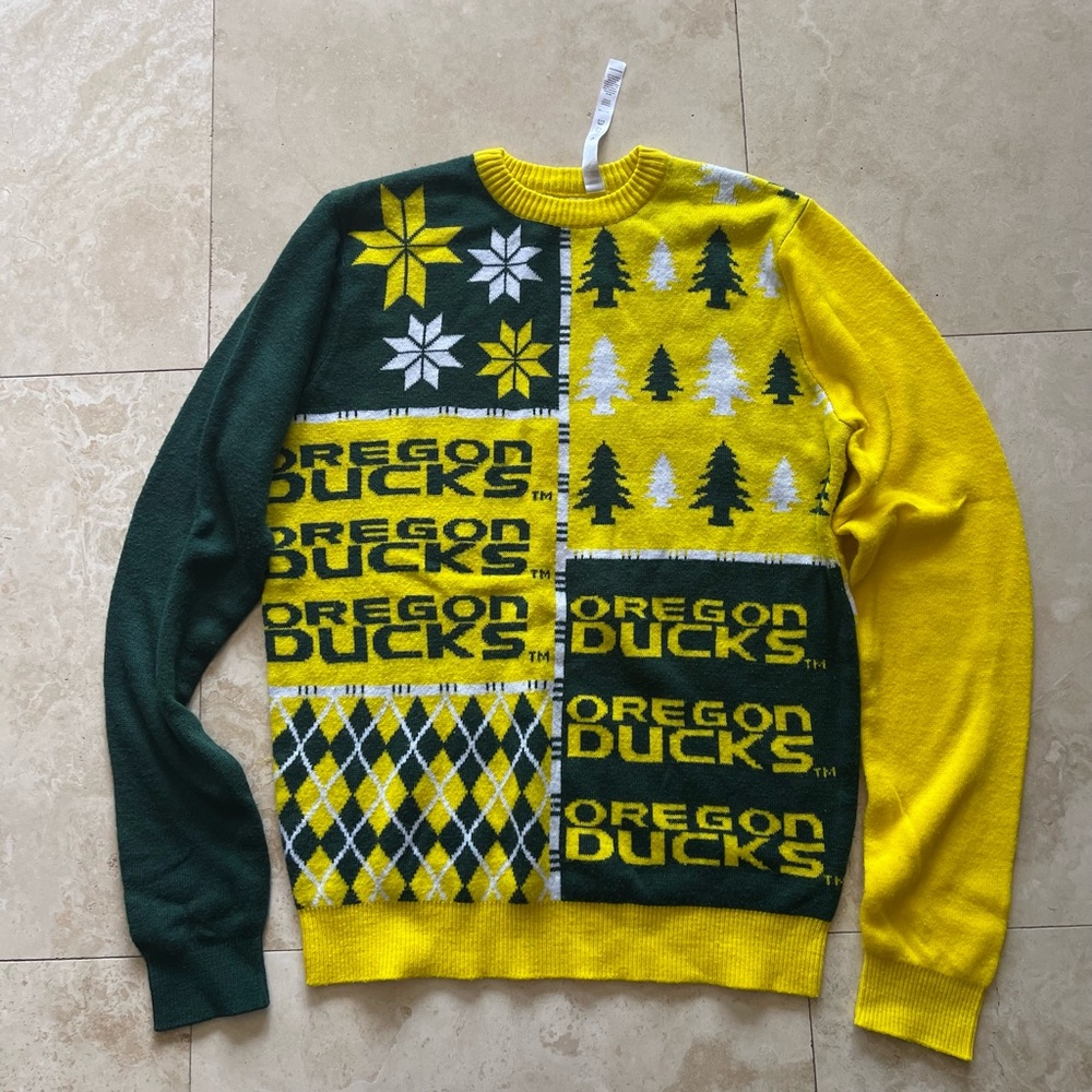 Oregon Ducks Men's Green & Yellow Crewneck Sweater